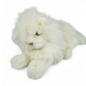 Chosun Kitty Cat Plush Persian White Stuffed Animal 8.5" Laying Realistic VTG